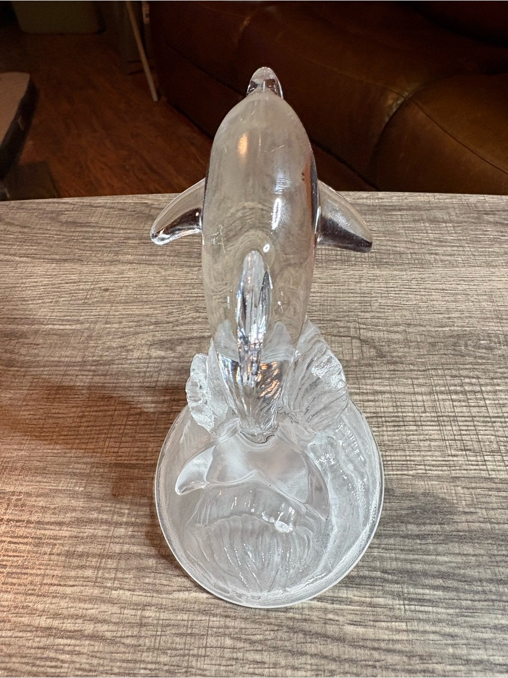 Clear Glass Dolphin Sculpture - Decorative Home Art